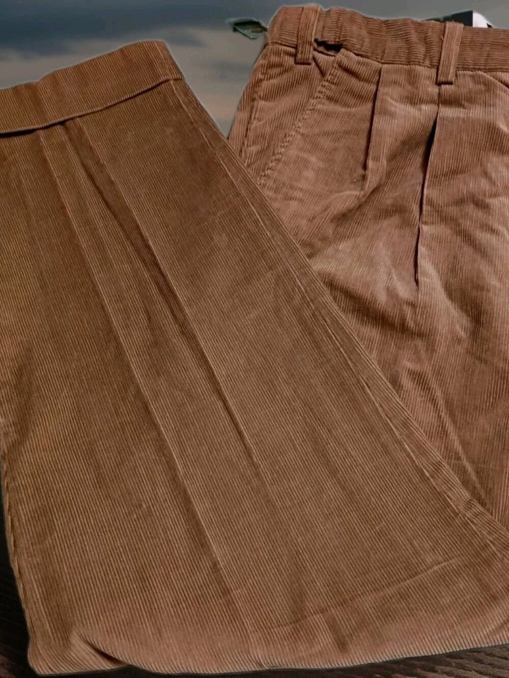 Van Heusen Flex Waist Cuffed Corduroy Dress Pants Tan 36/32 NWT